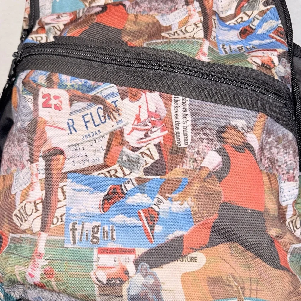 Jordan Flight Backpack‎ Graphic Collage Print School Laptop Book Bag Black